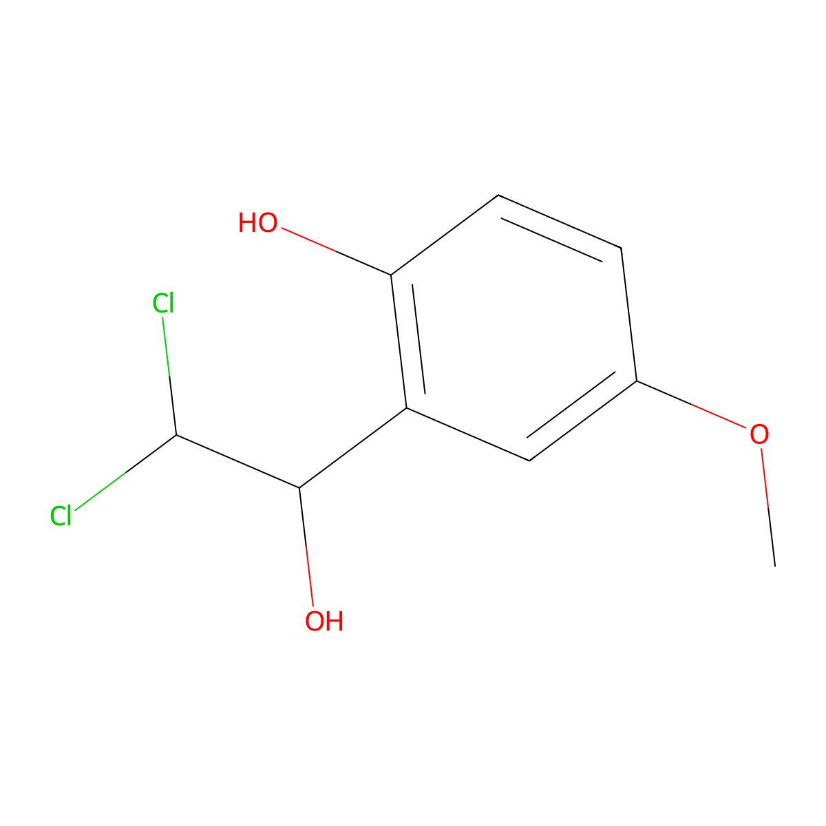 2-(2,2-Dichloro-1-hydroxyethyl)-4-methoxyphenol molecular structure, CAS 2764729-94-2