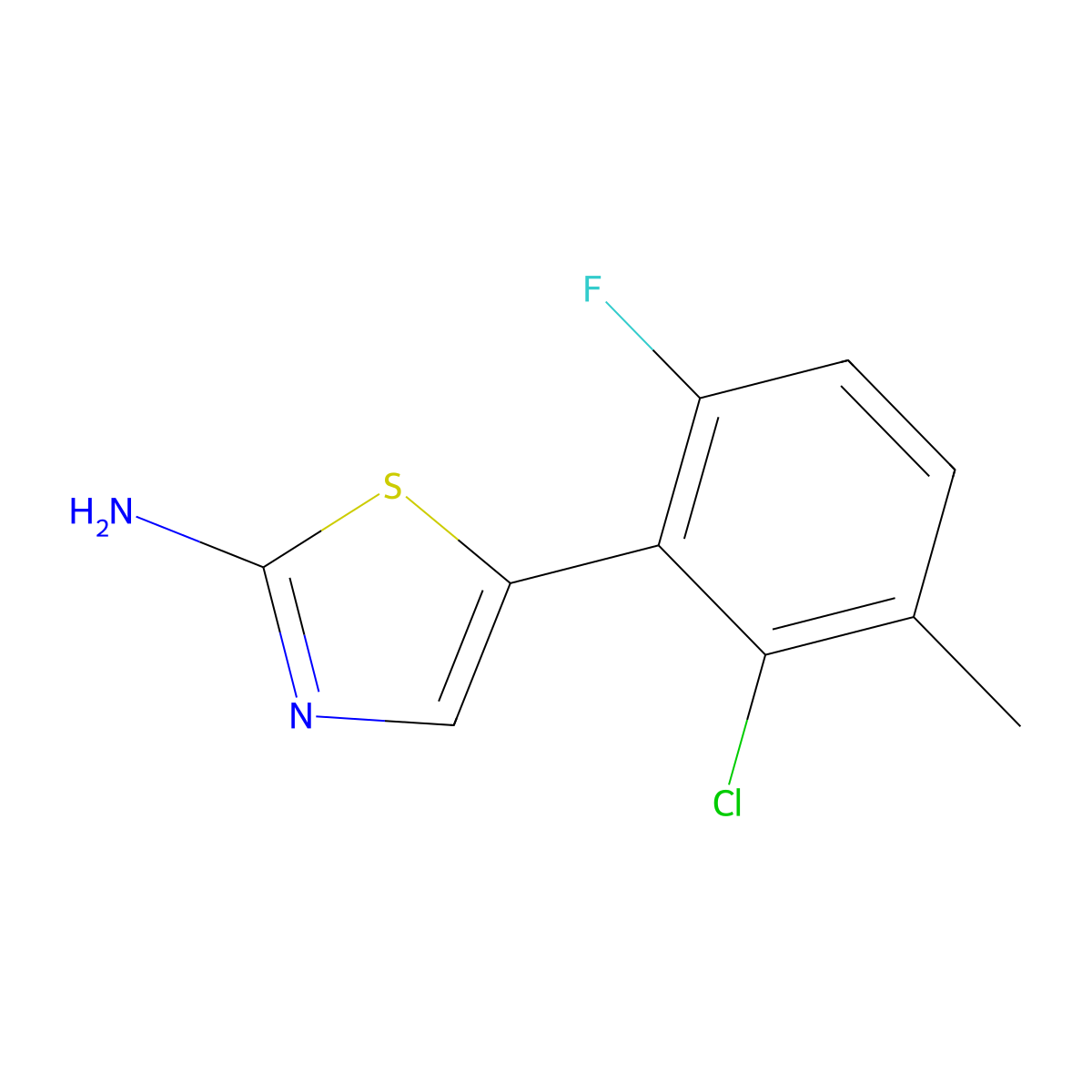 5-(2-Chloro-6-fluoro-3-methylphenyl)thiazol-2-amine molecular structure, CAS 2764730-48-3