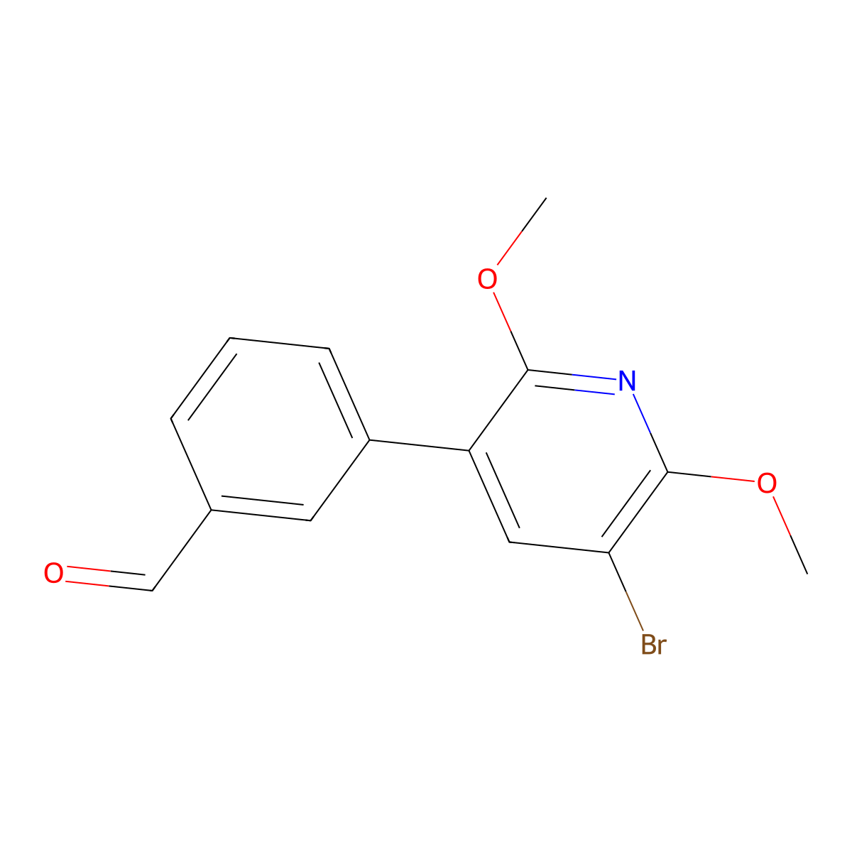 3-(5-Bromo-2,6-dimethoxypyridin-3-yl)benzaldehyde molecular structure, CAS 2764730-49-4