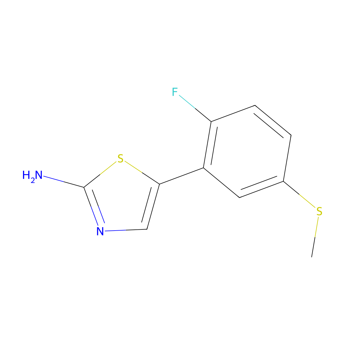 5-(2-Fluoro-5-(methylthio)phenyl)thiazol-2-amine molecular structure, CAS 2764730-54-1