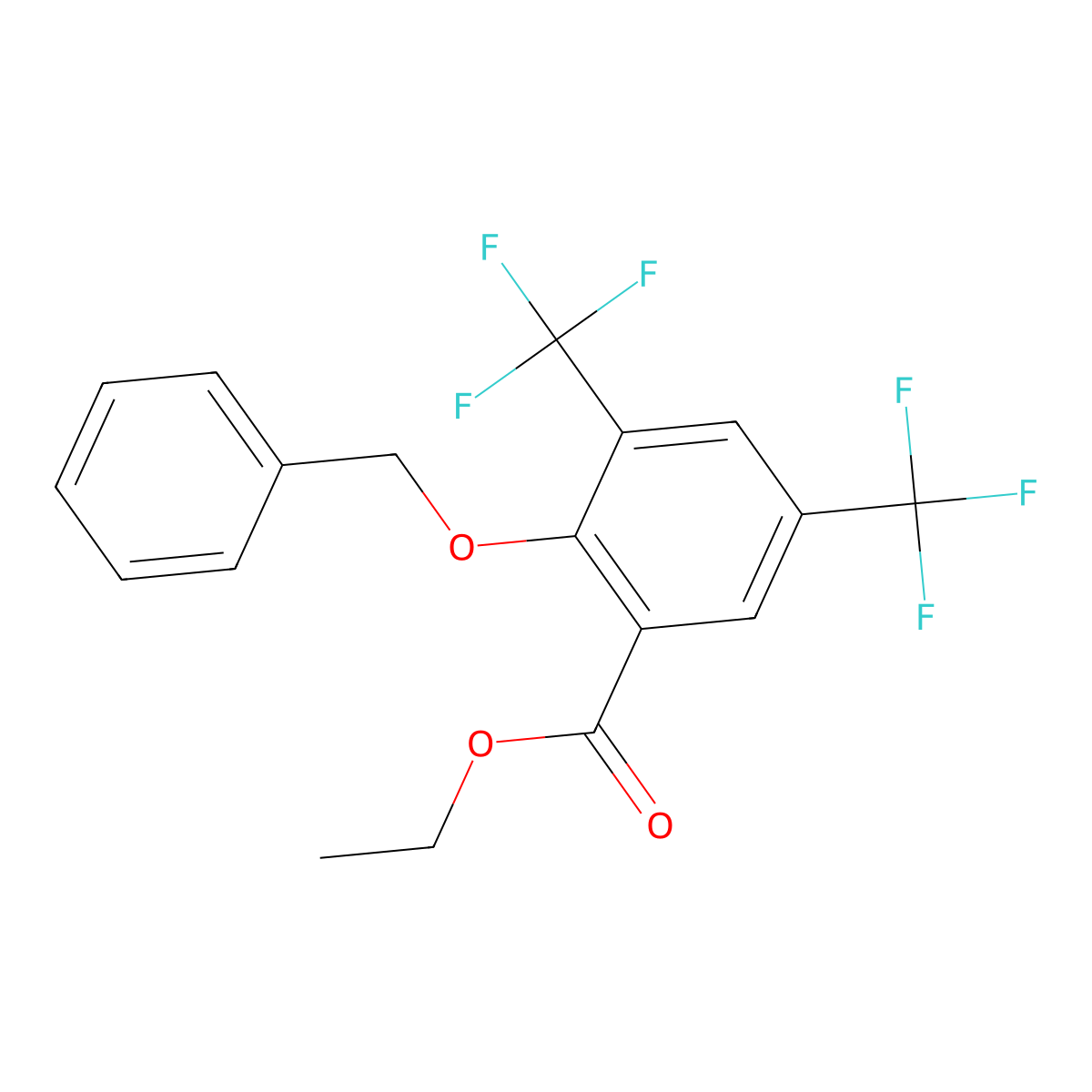 Ethyl 2-(benzyloxy)-3,5-bis(trifluoromethyl)benzoate molecular structure, CAS 2764730-56-3