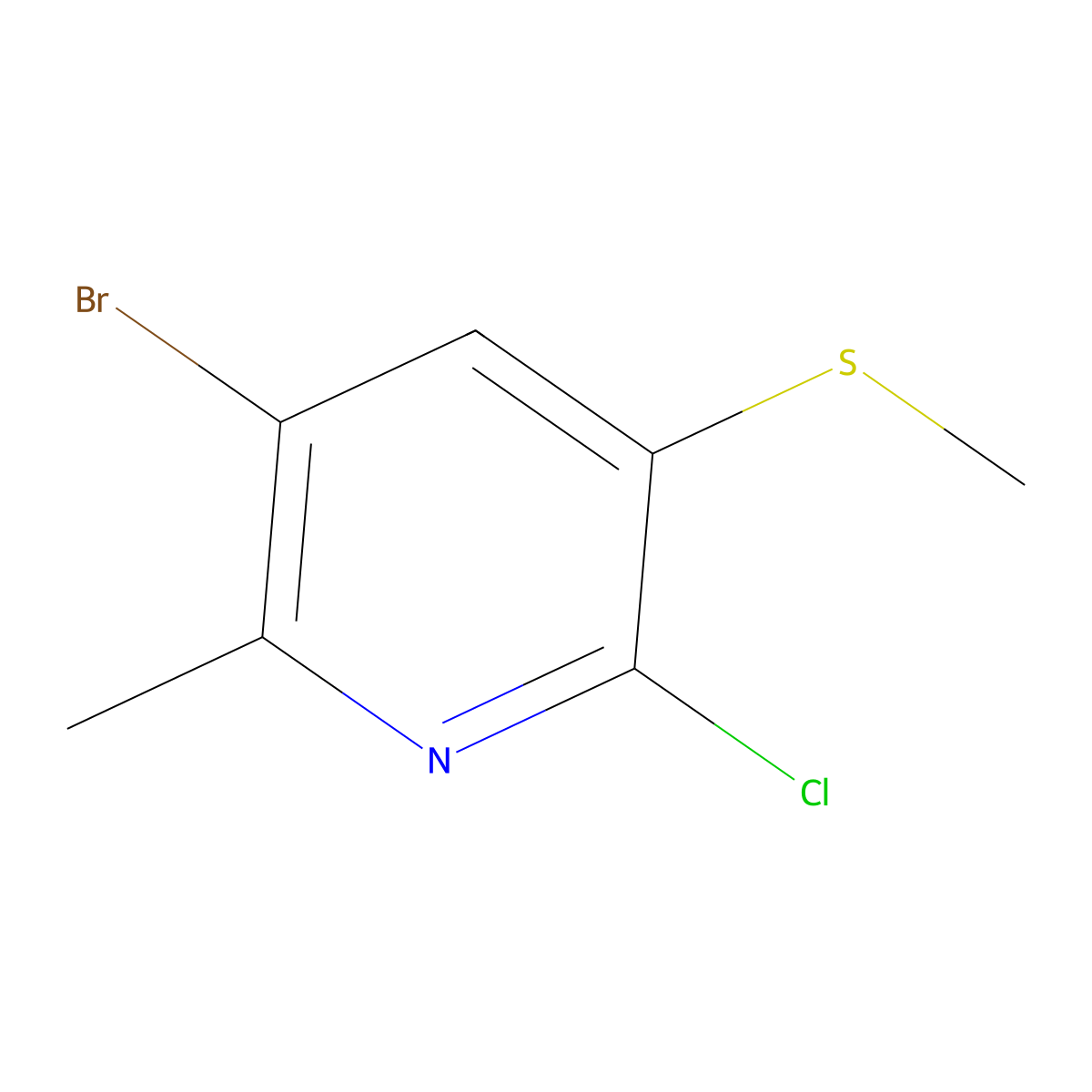 3-Bromo-6-chloro-2-methyl-5-(methylthio)pyridine molecular structure, CAS 2764730-62-1