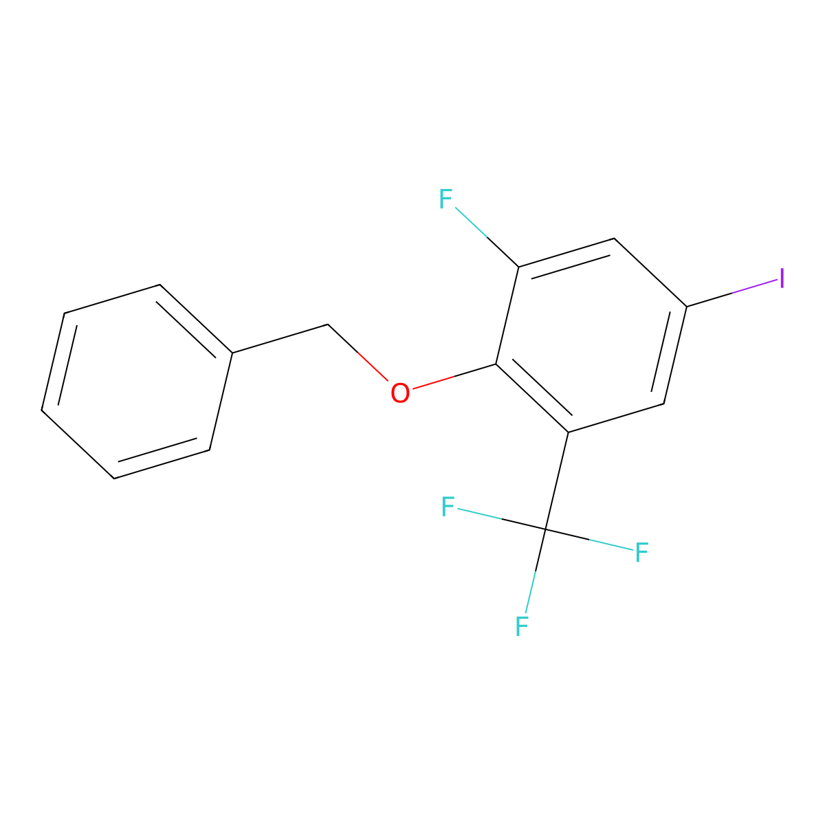 2-(Benzyloxy)-1-fluoro-5-iodo-3-(trifluoromethyl)benzene molecular structure, CAS 2764730-68-7