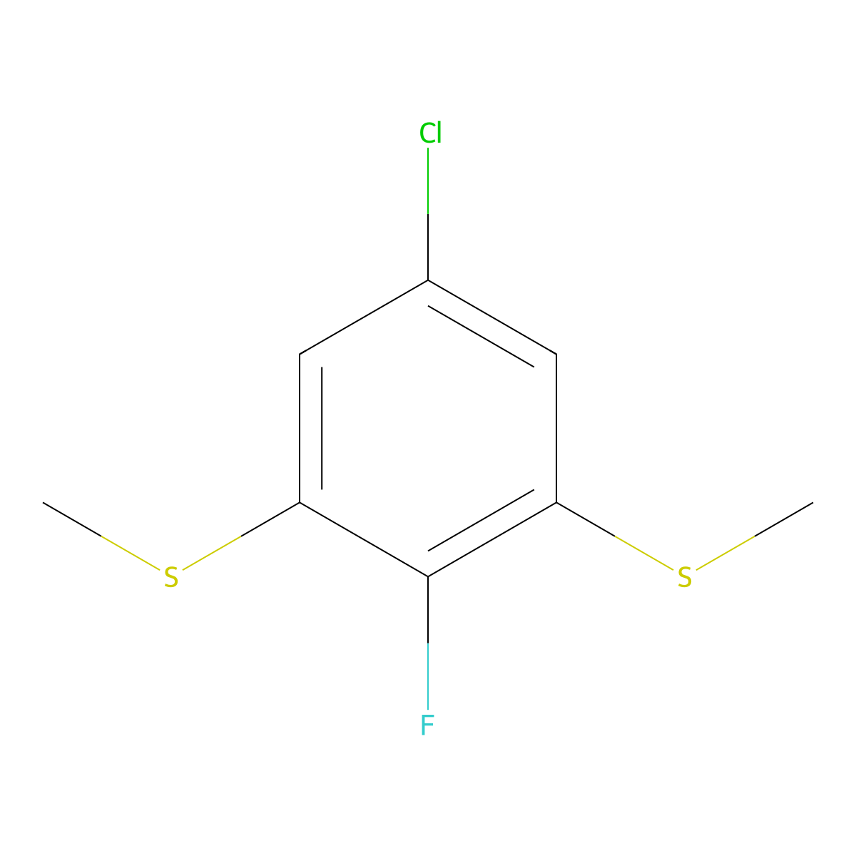 (5-Chloro-2-fluoro-1,3-phenylene)bis(methylsulfane) molecular structure, CAS 2764730-69-8