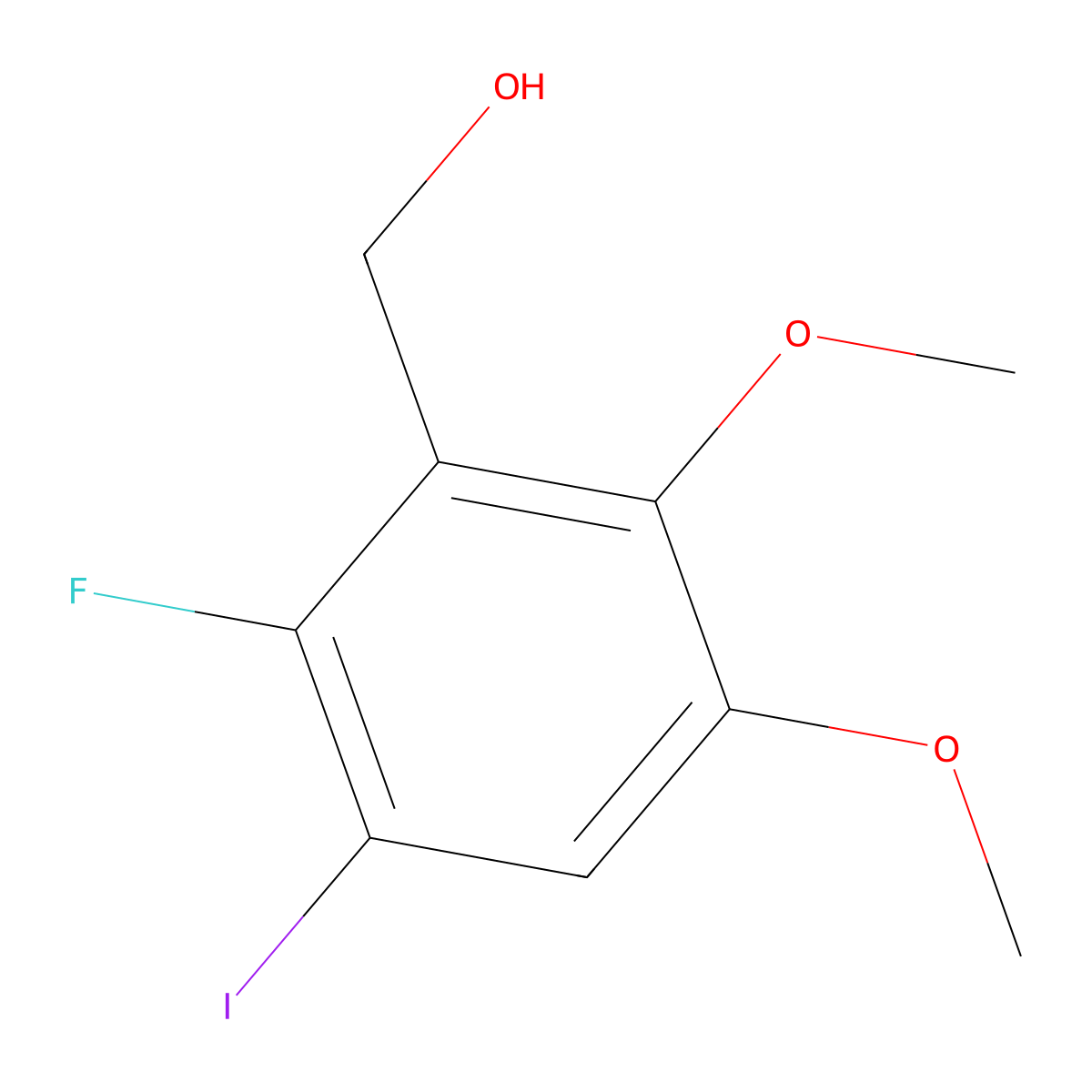 (2-Fluoro-3-iodo-5,6-dimethoxyphenyl)methanol molecular structure, CAS 2764730-70-1