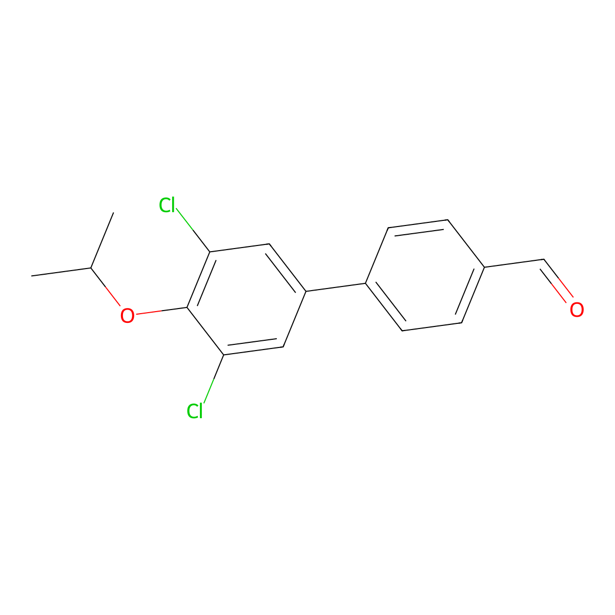 3',5'-Dichloro-4'-isopropoxy-[1,1'-biphenyl]-4-carbaldehyde molecular structure, CAS 2764730-73-4