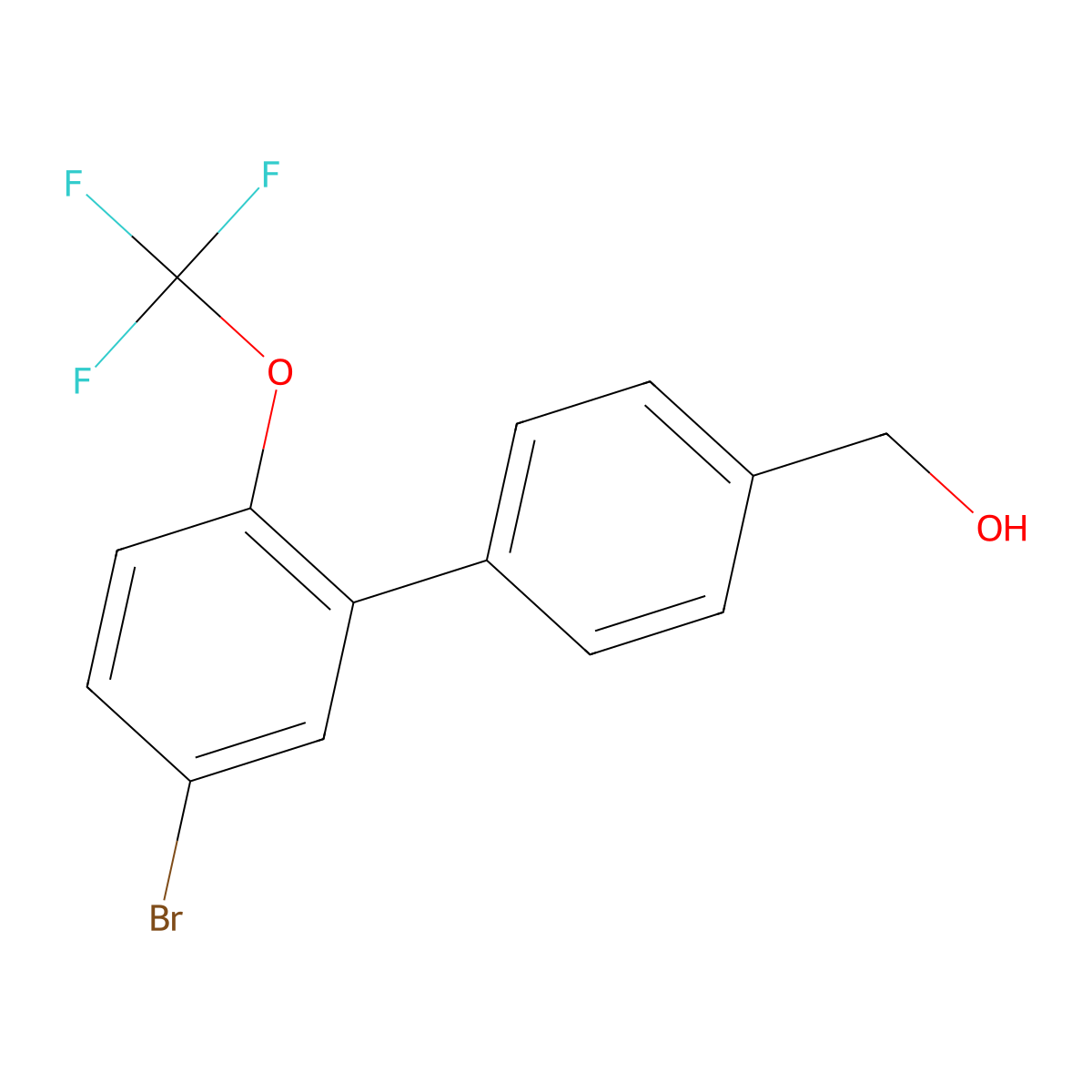 (5'-Bromo-2'-(trifluoromethoxy)-[1,1'-biphenyl]-4-yl)methanol molecular structure, CAS 2764730-79-0