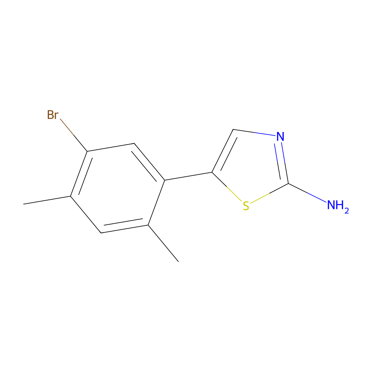 5-(5-Bromo-2,4-dimethylphenyl)thiazol-2-amine molecular structure, CAS 2764730-80-3