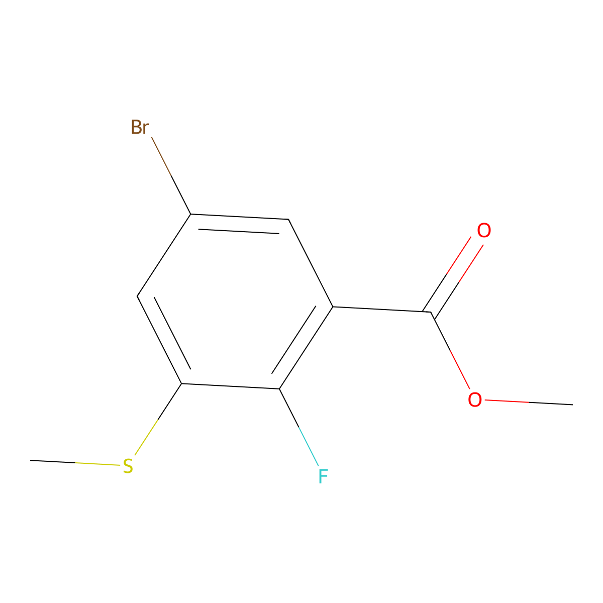 Methyl 5-bromo-2-fluoro-3-(methylthio)benzoate molecular structure, CAS 2764730-94-9