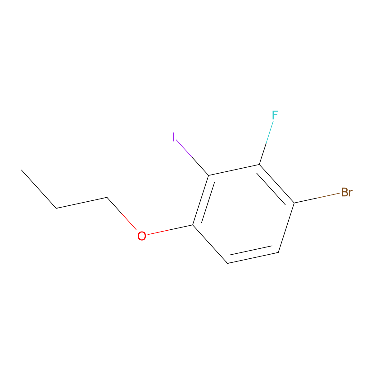 1-Bromo-2-fluoro-3-iodo-4-propoxybenzene molecular structure, CAS 2764730-95-0