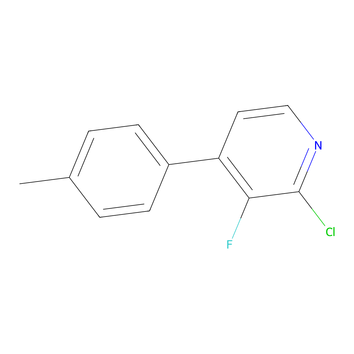 2-Chloro-3-fluoro-4-(p-tolyl)pyridine molecular structure, CAS 2764730-98-3
