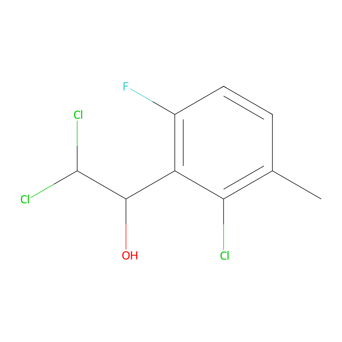 2,2-Dichloro-1-(2-chloro-6-fluoro-3-methylphenyl)ethanol molecular structure, CAS 2764731-02-2