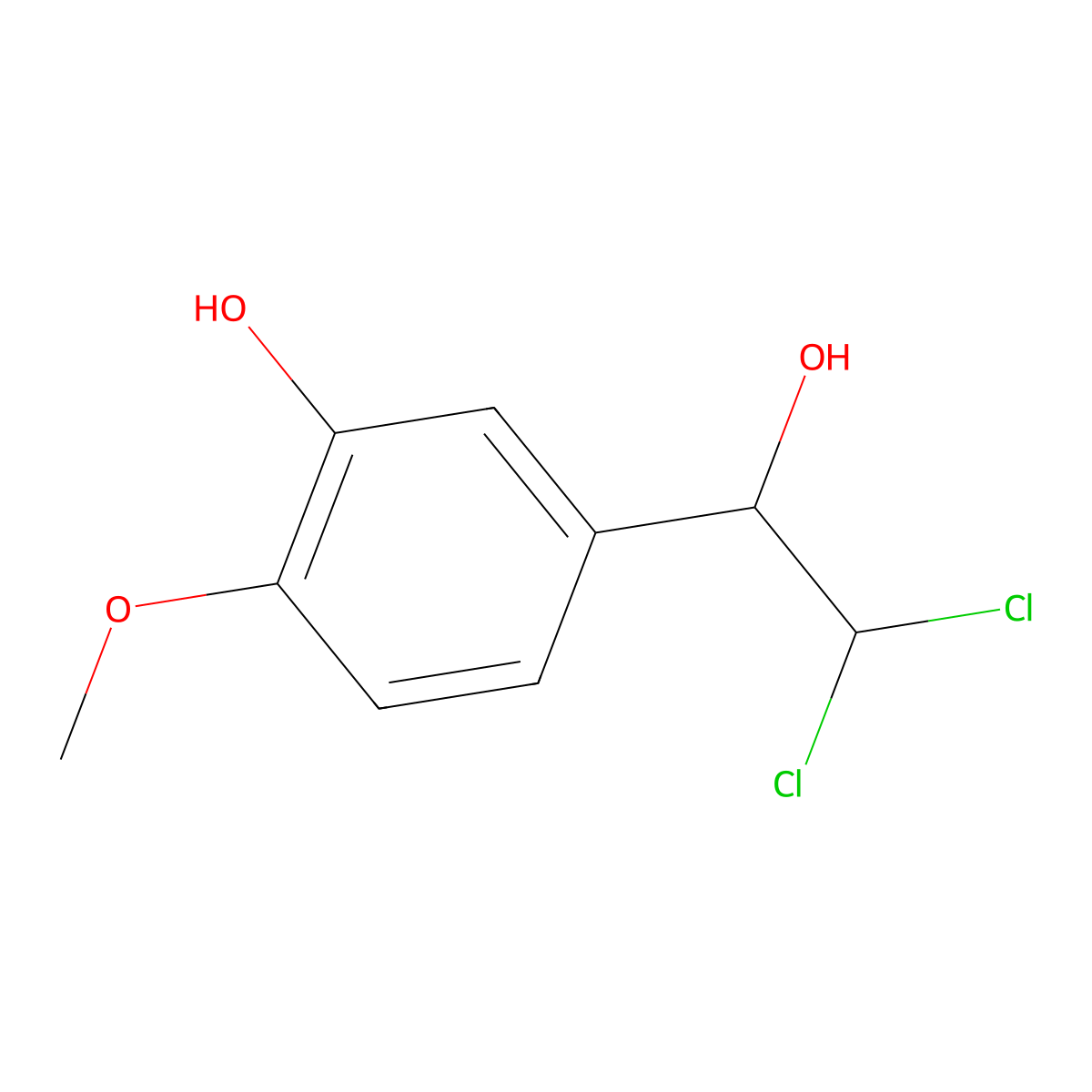 5-(2,2-Dichloro-1-hydroxyethyl)-2-methoxyphenol molecular structure, CAS 2764731-09-9