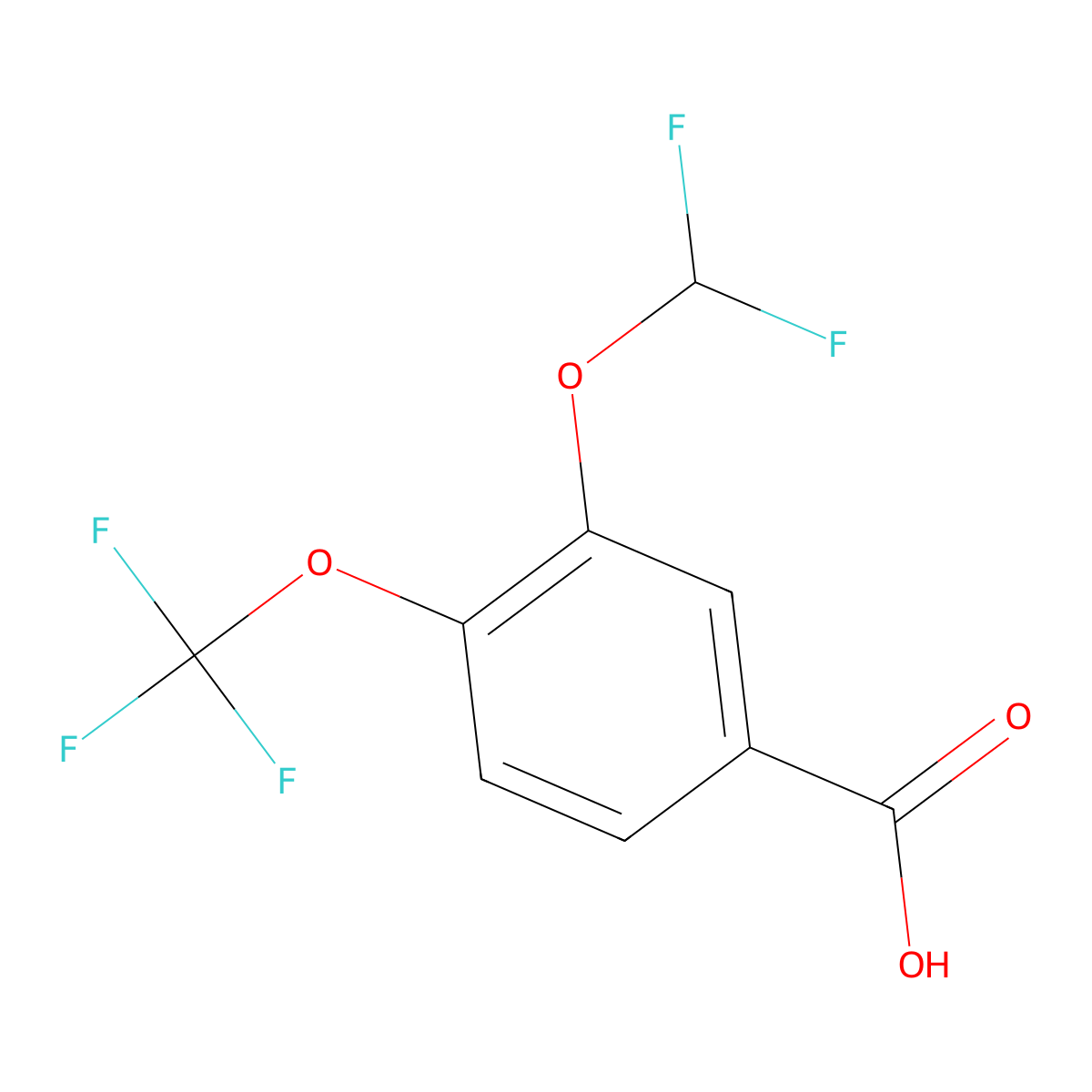 3-(Difluoromethoxy)-4-(trifluoromethoxy)benzoic acid molecular structure, CAS 2764731-12-4