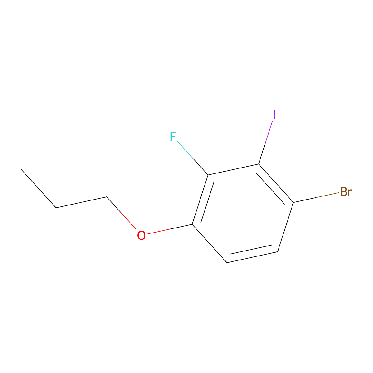 1-Bromo-3-fluoro-2-iodo-4-propoxybenzene molecular structure, CAS 2764731-14-6