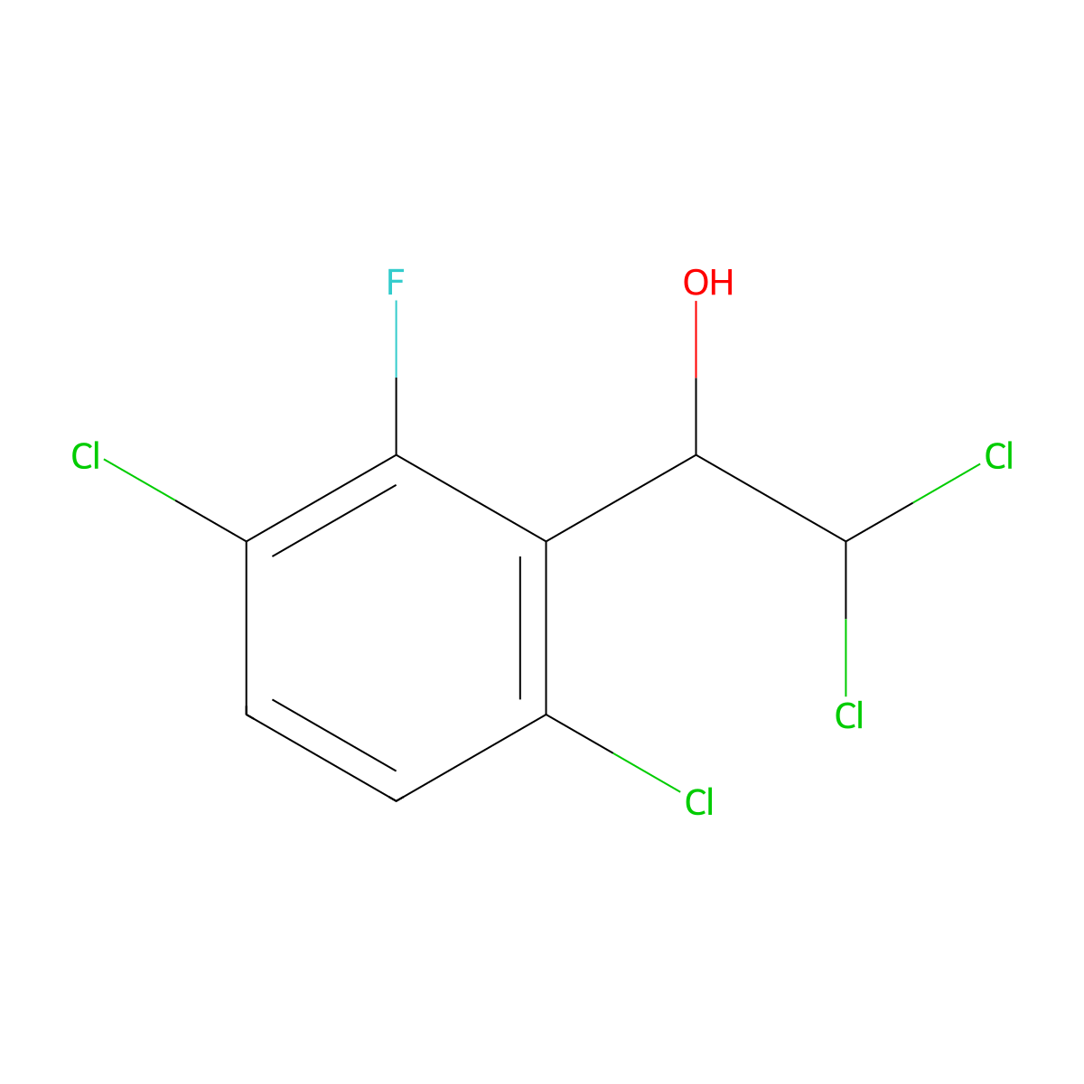 2,2-Dichloro-1-(3,6-dichloro-2-fluorophenyl)ethanol molecular structure, CAS 2764731-21-5