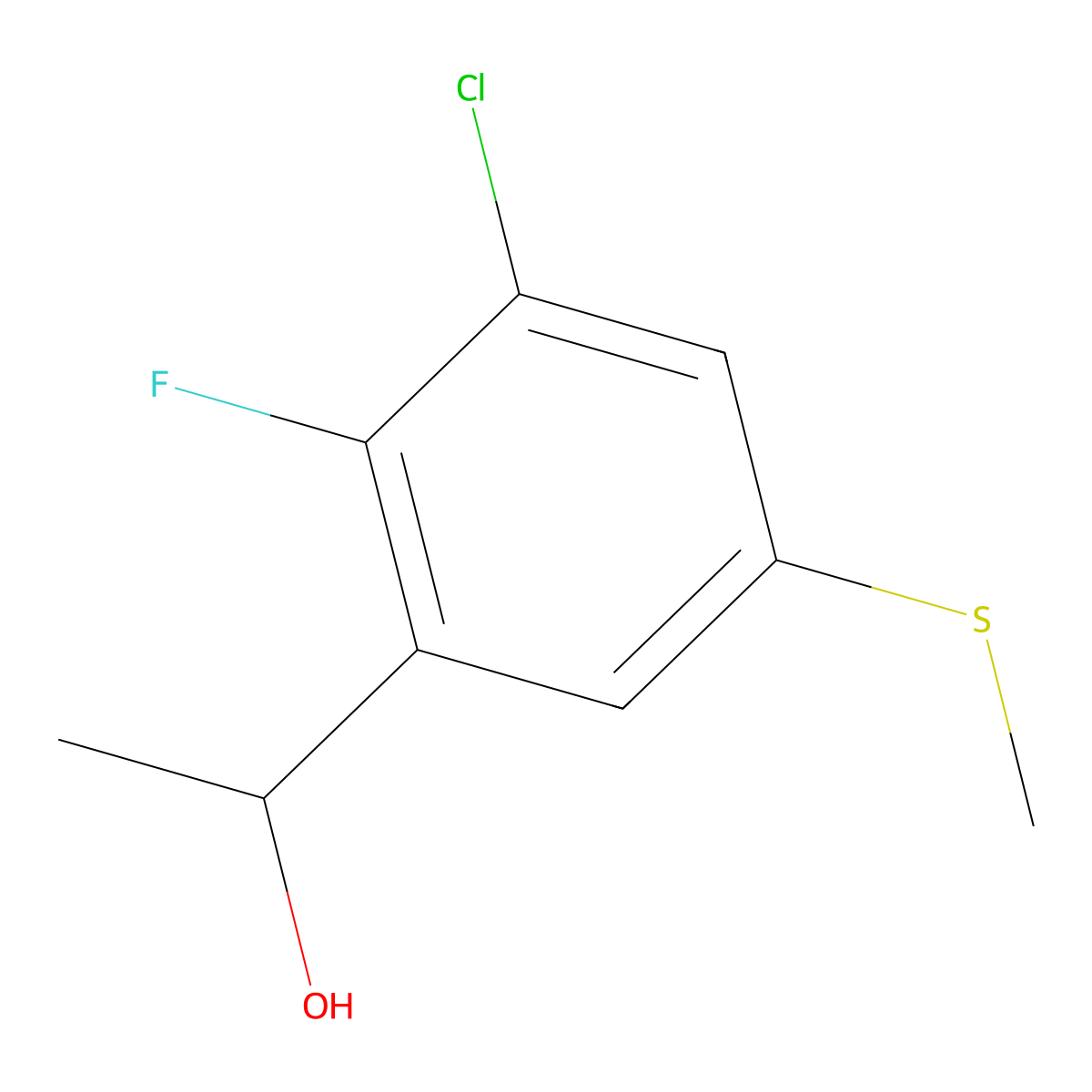 1-(3-Chloro-2-fluoro-5-(methylthio)phenyl)ethanol molecular structure, CAS 2764731-22-6