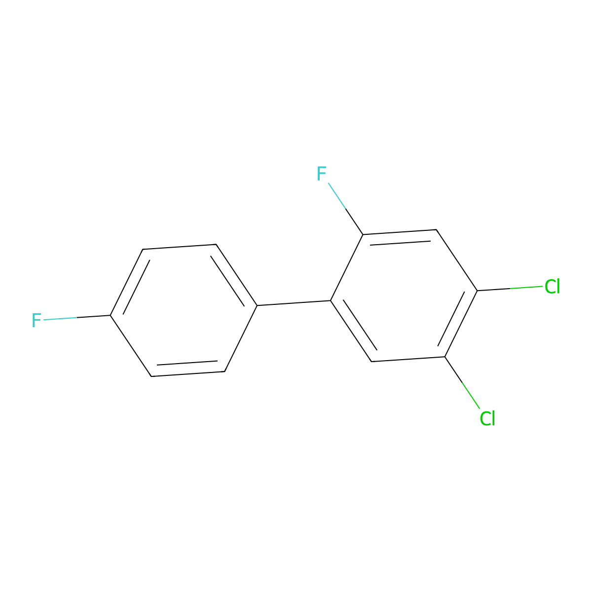 4,5-Dichloro-2,4'-difluoro-1,1'-biphenyl molecular structure, CAS 2764731-24-8