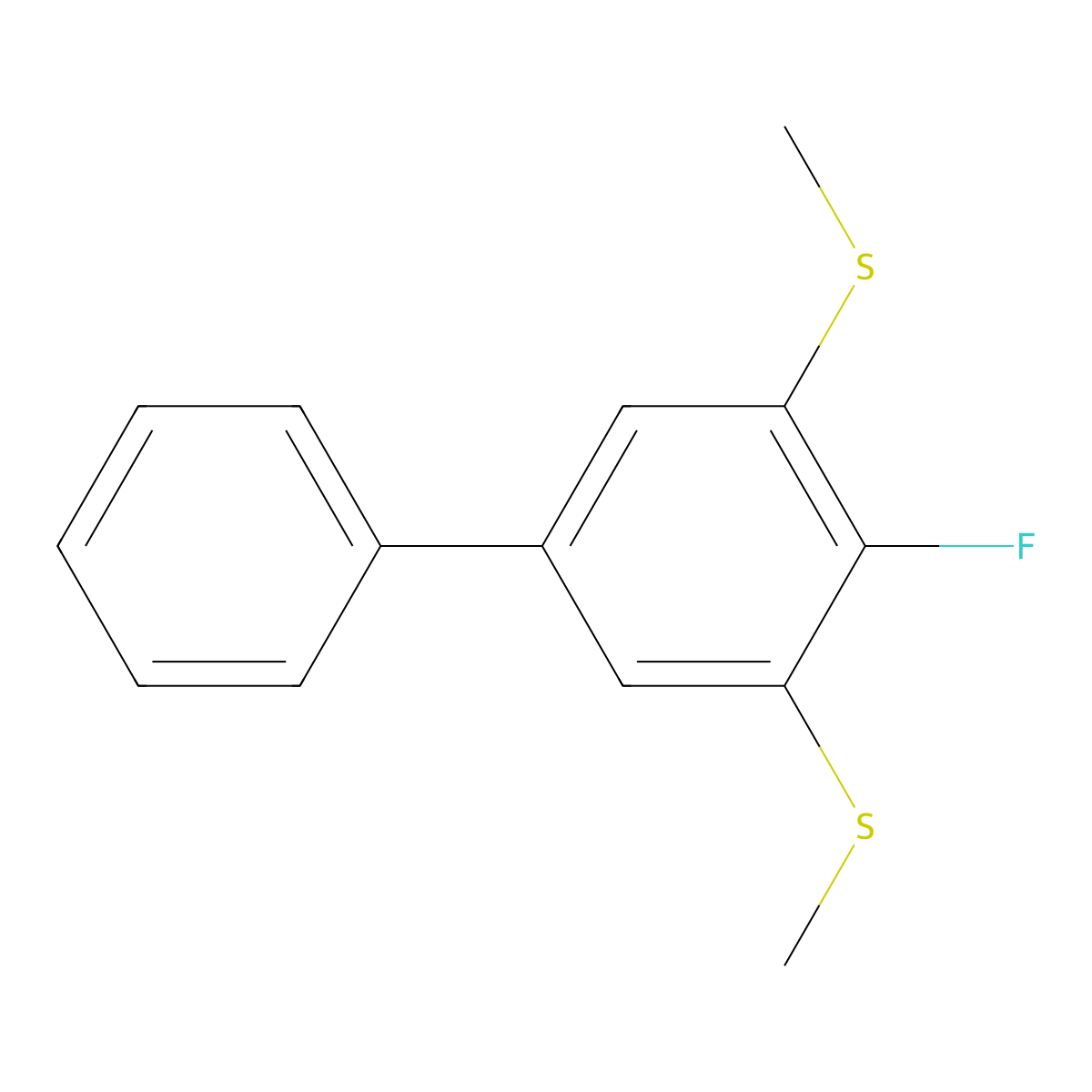 (4-Fluoro-[1,1'-biphenyl]-3,5-diyl)bis(methylsulfane) molecular structure, CAS 2764731-34-0