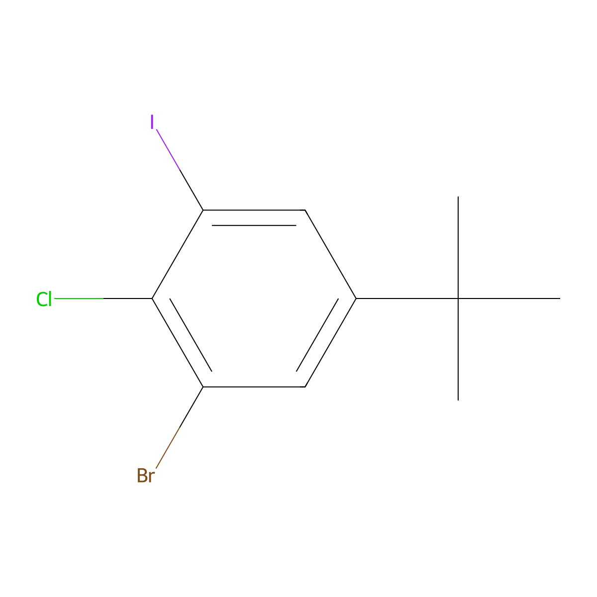 1-Bromo-5-(tert-butyl)-2-chloro-3-iodobenzene molecular structure, CAS 2764731-36-2