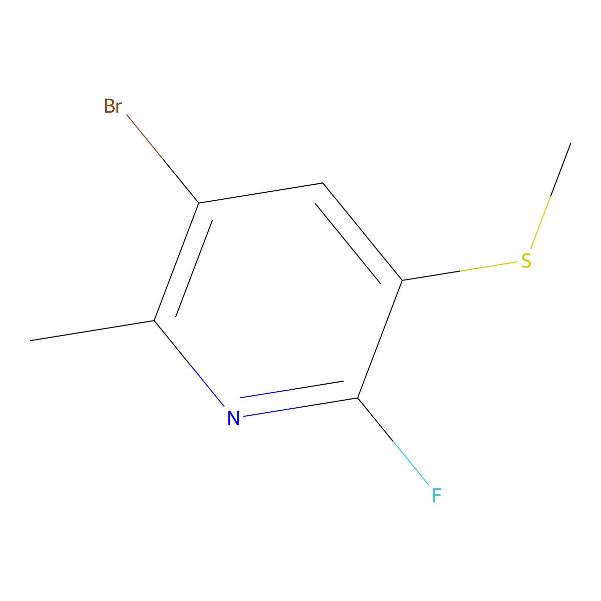 3-Bromo-6-fluoro-2-methyl-5-(methylthio)pyridine molecular structure, CAS 2764731-54-4