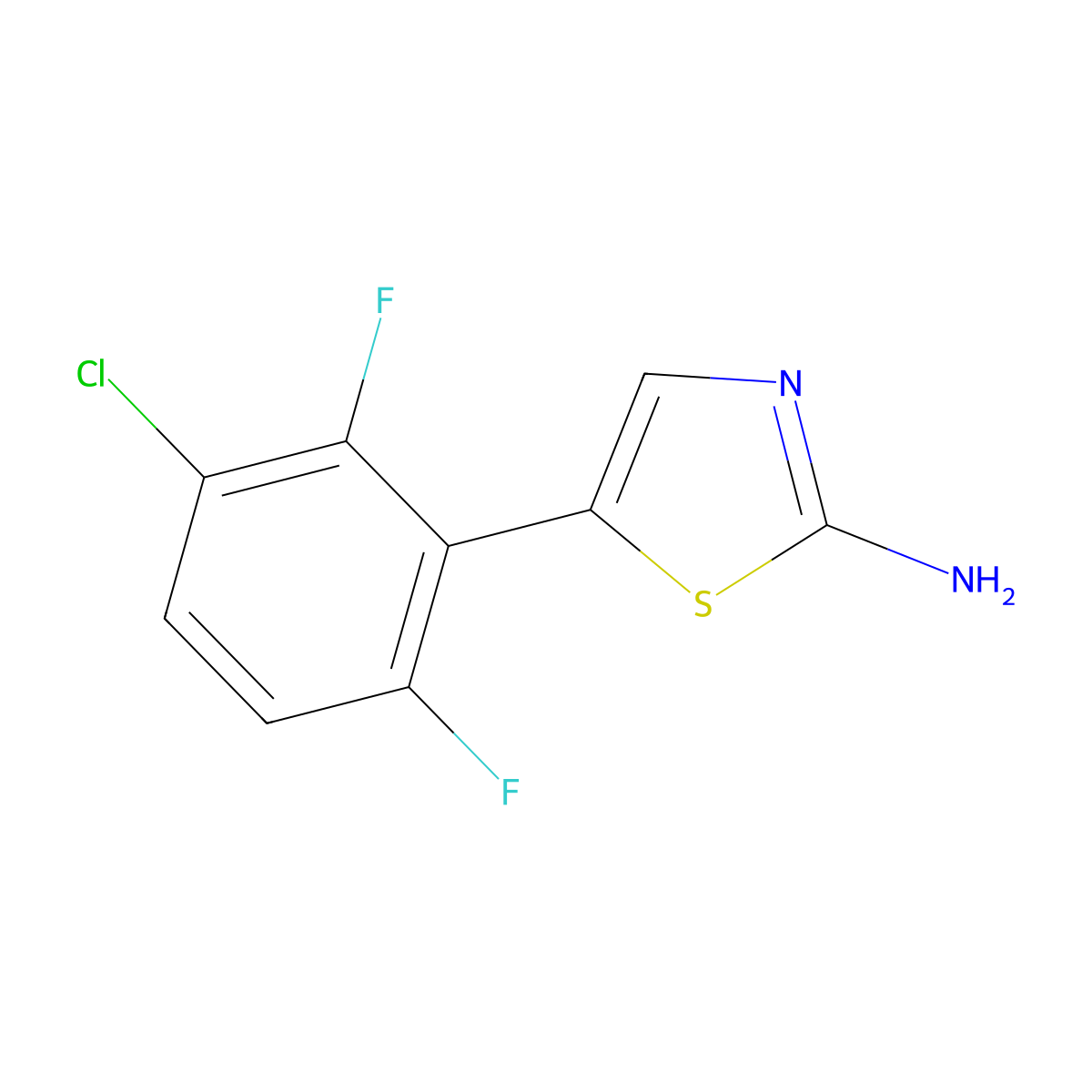 5-(3-Chloro-2,6-difluorophenyl)thiazol-2-amine molecular structure, CAS 2764731-73-7
