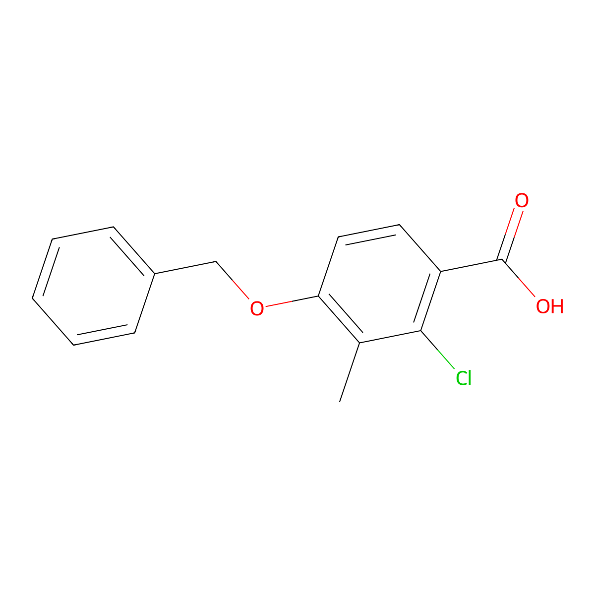 4-(Benzyloxy)-2-chloro-3-methylbenzoic acid molecular structure, CAS 2764731-76-0