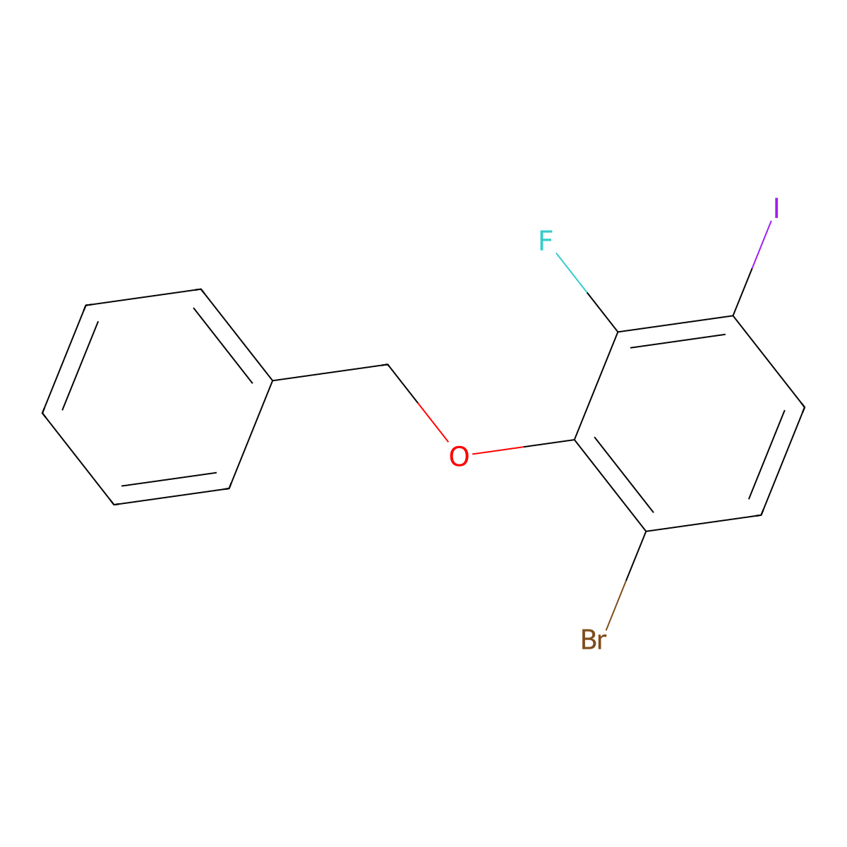 2-(Benzyloxy)-1-bromo-3-fluoro-4-iodobenzene molecular structure, CAS 2764731-77-1