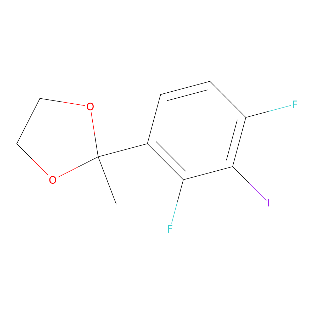 2-(2,4-Difluoro-3-iodophenyl)-2-methyl-1,3-dioxolane molecular structure, CAS 2764731-89-5