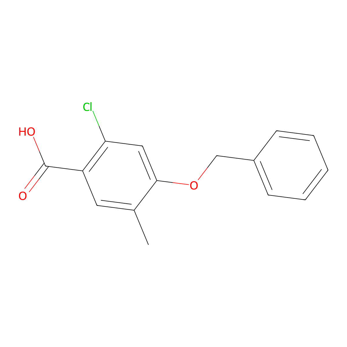 4-(Benzyloxy)-2-chloro-5-methylbenzoic acid molecular structure, CAS 2764731-91-9