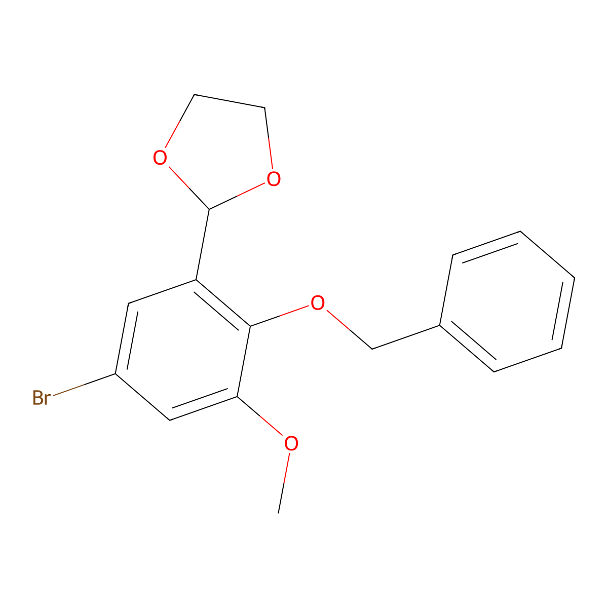 2-(2-(Benzyloxy)-5-bromo-3-methoxyphenyl)-1,3-dioxolane molecular structure, CAS 2764731-92-0