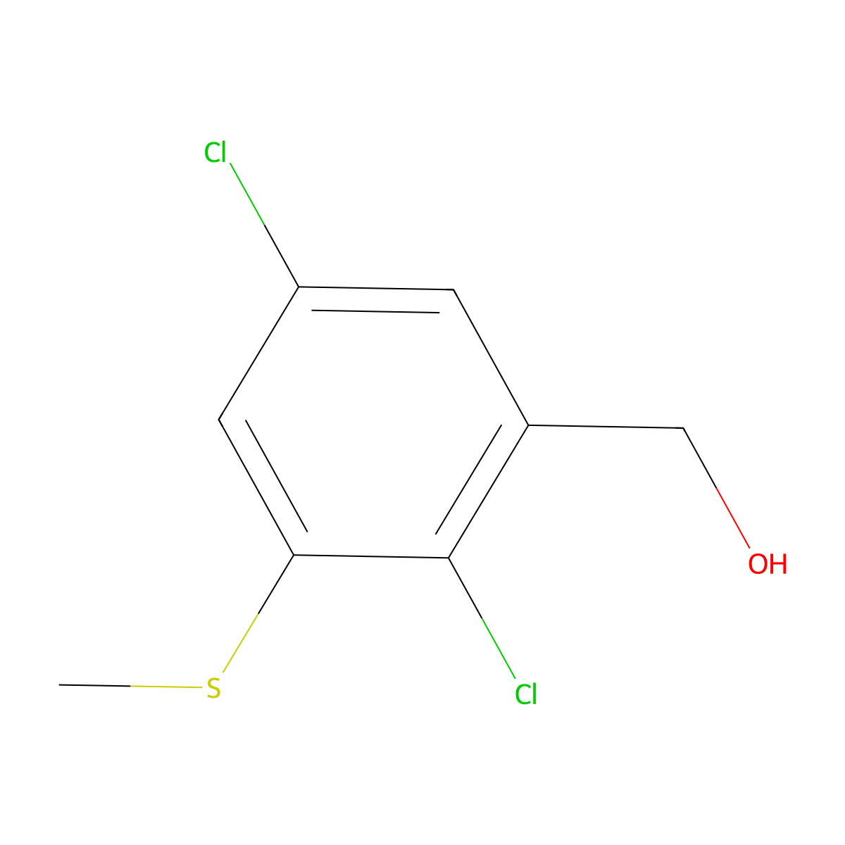 (2,5-Dichloro-3-(methylthio)phenyl)methanol molecular structure, CAS 2764732-00-3