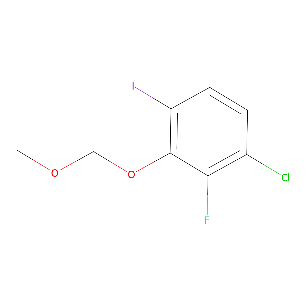 1-Chloro-2-fluoro-4-iodo-3-(methoxymethoxy)benzene molecular structure, CAS 2764732-01-4