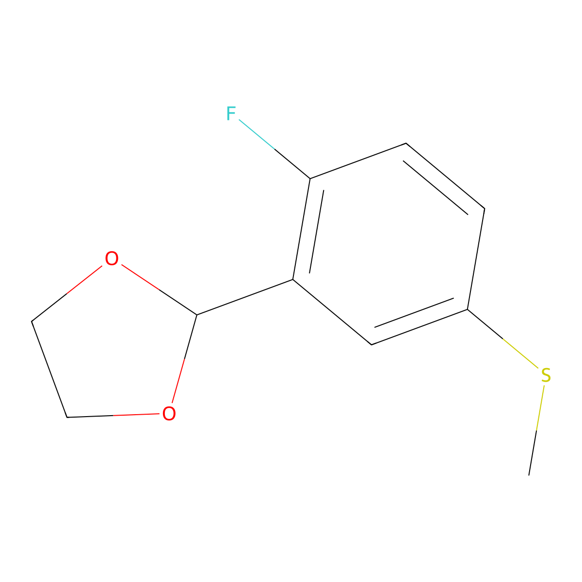 2-(2-Fluoro-5-(methylthio)phenyl)-1,3-dioxolane molecular structure, CAS 2764732-04-7