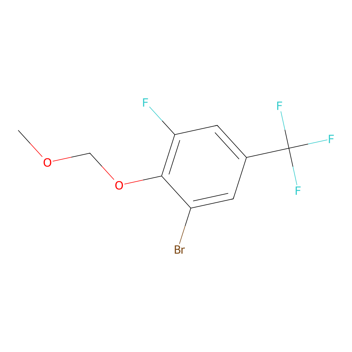 1-Bromo-3-fluoro-2-(methoxymethoxy)-5-(trifluoromethyl)benzene molecular structure, CAS 2764732-15-0