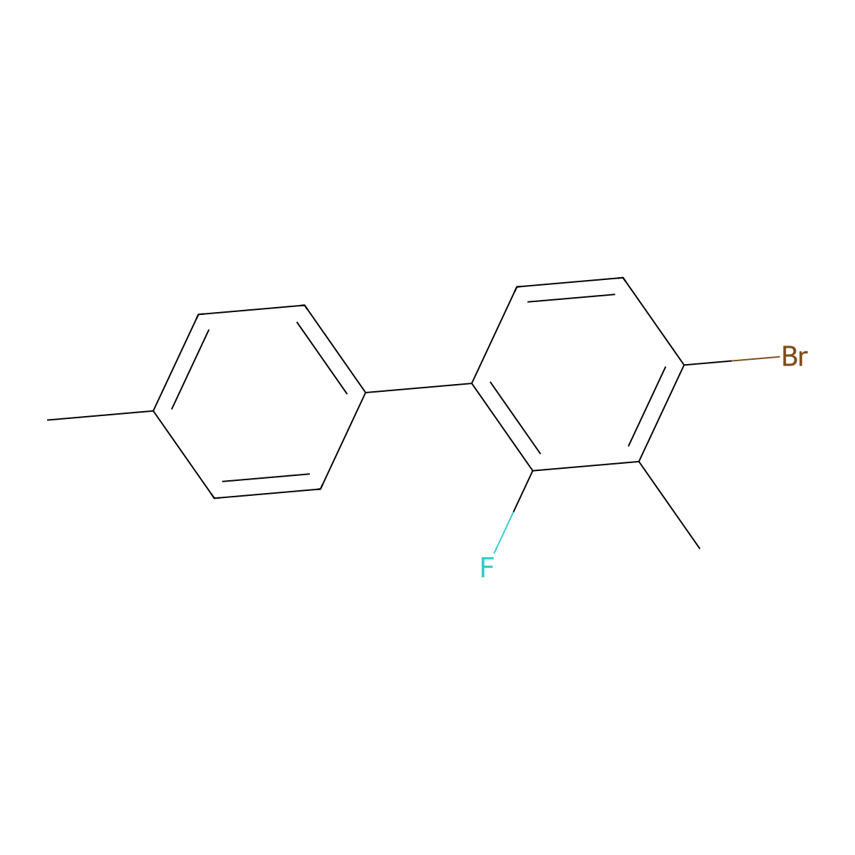 4-Bromo-2-fluoro-3,4'-dimethyl-1,1'-biphenyl molecular structure, CAS 2764732-17-2