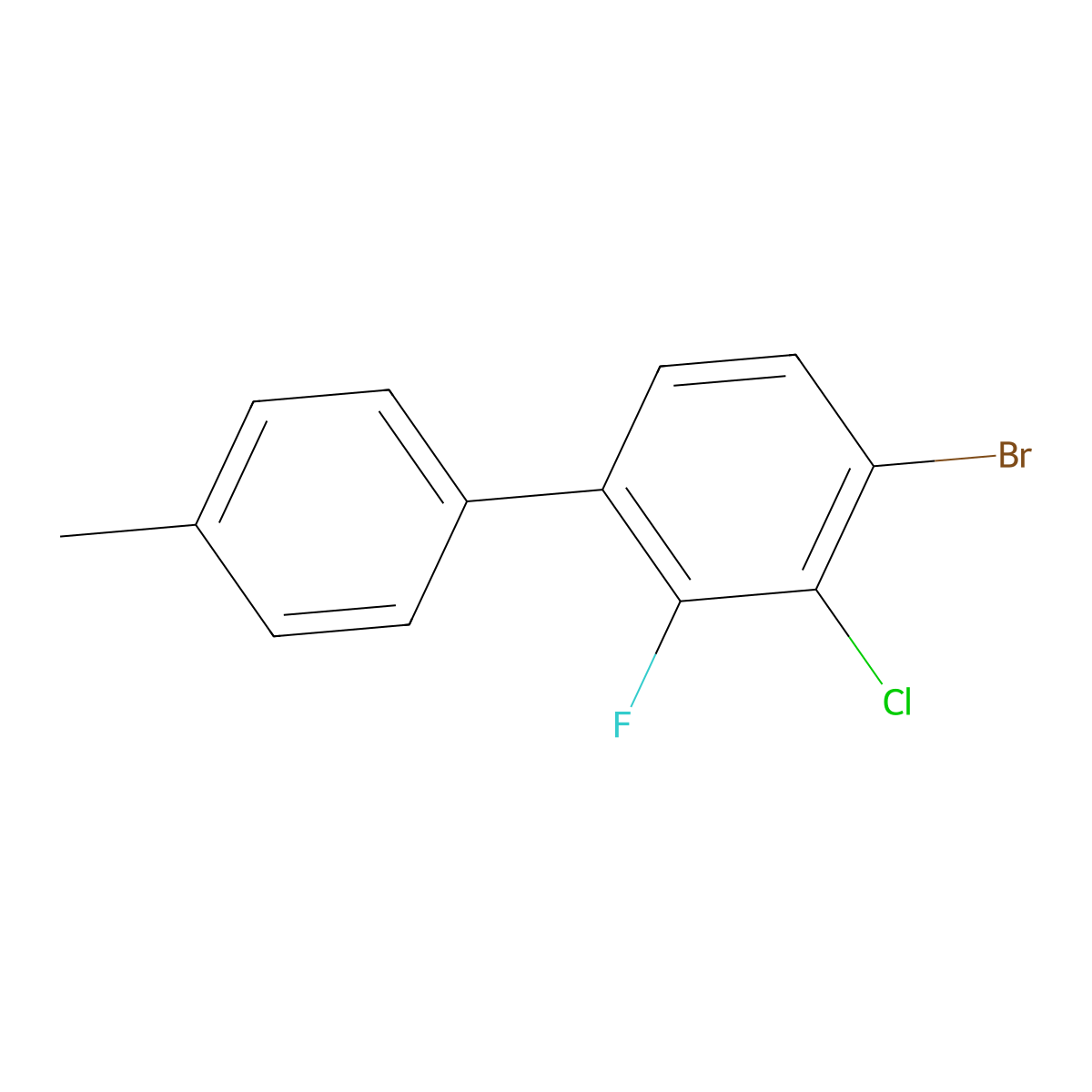 4-Bromo-3-chloro-2-fluoro-4'-methyl-1,1'-biphenyl molecular structure, CAS 2764732-20-7