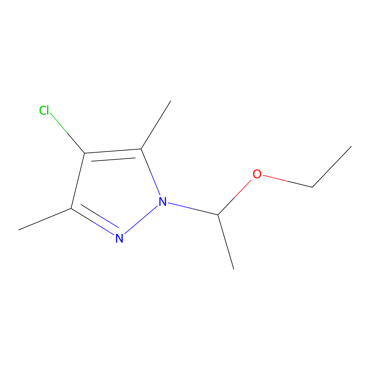 4-Chloro-1-(1-ethoxyethyl)-3,5-dimethyl-1H-pyrazole molecular structure, CAS 2764732-27-4