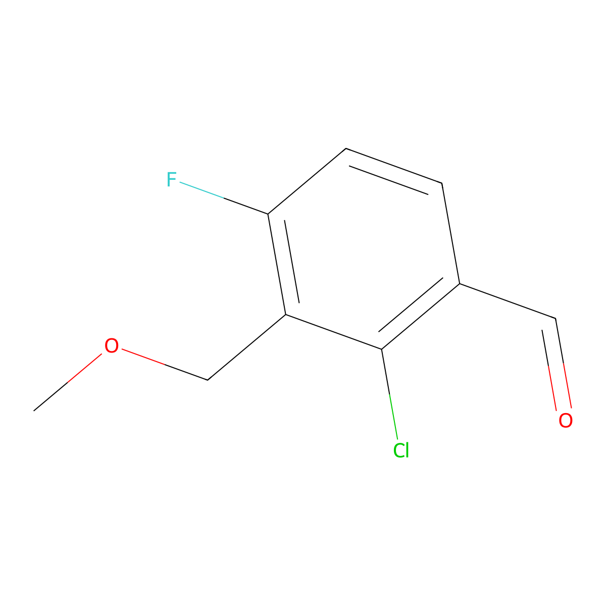 2-Chloro-4-fluoro-3-(methoxymethyl)benzaldehyde molecular structure, CAS 2764732-28-5