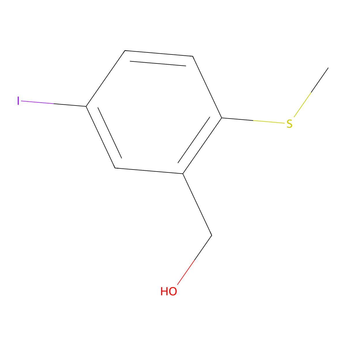 (5-Iodo-2-(methylthio)phenyl)methanol molecular structure, CAS 2764732-36-5