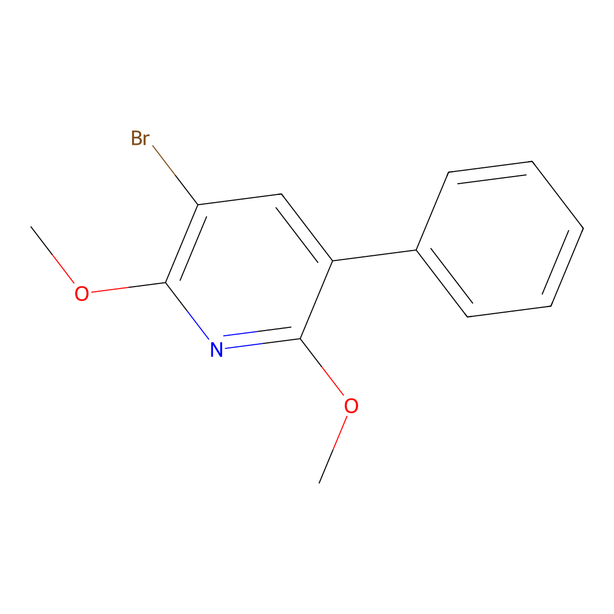 3-Bromo-2,6-dimethoxy-5-phenylpyridine molecular structure, CAS 2764732-38-7