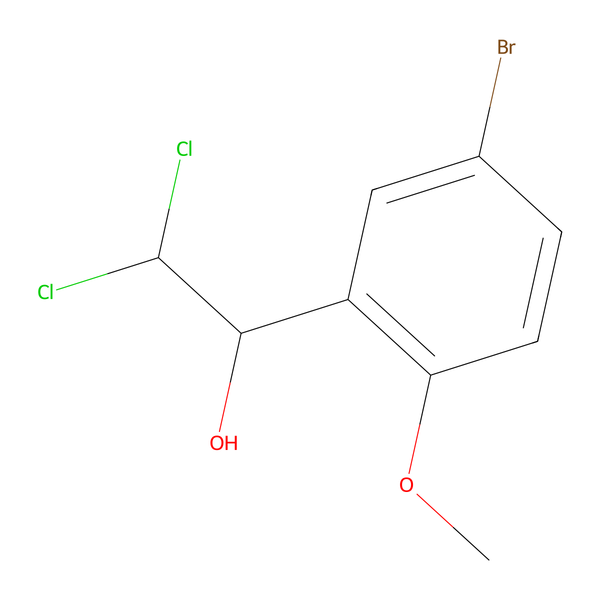 1-(5-Bromo-2-methoxyphenyl)-2,2-dichloroethanol molecular structure, CAS 2764733-28-8