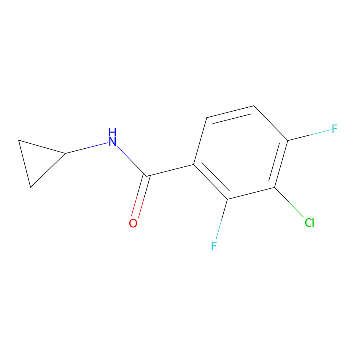 3-Chloro-N-cyclopropyl-2,4-difluorobenzamide molecular structure, CAS 2764733-30-2