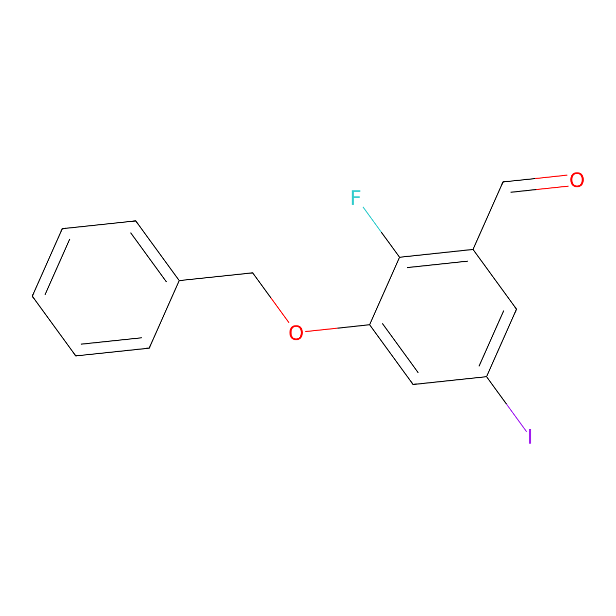 3-(Benzyloxy)-2-fluoro-5-iodobenzaldehyde molecular structure, CAS 2764733-40-4