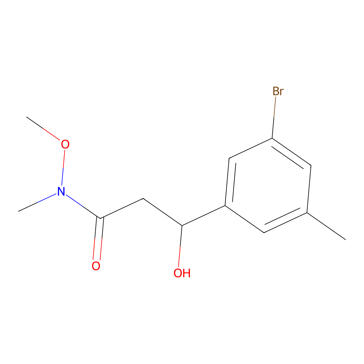 3-(3-Bromo-5-methylphenyl)-3-hydroxy-N-methoxy-N-methylpropanamide molecular structure, CAS 2764733-42-6