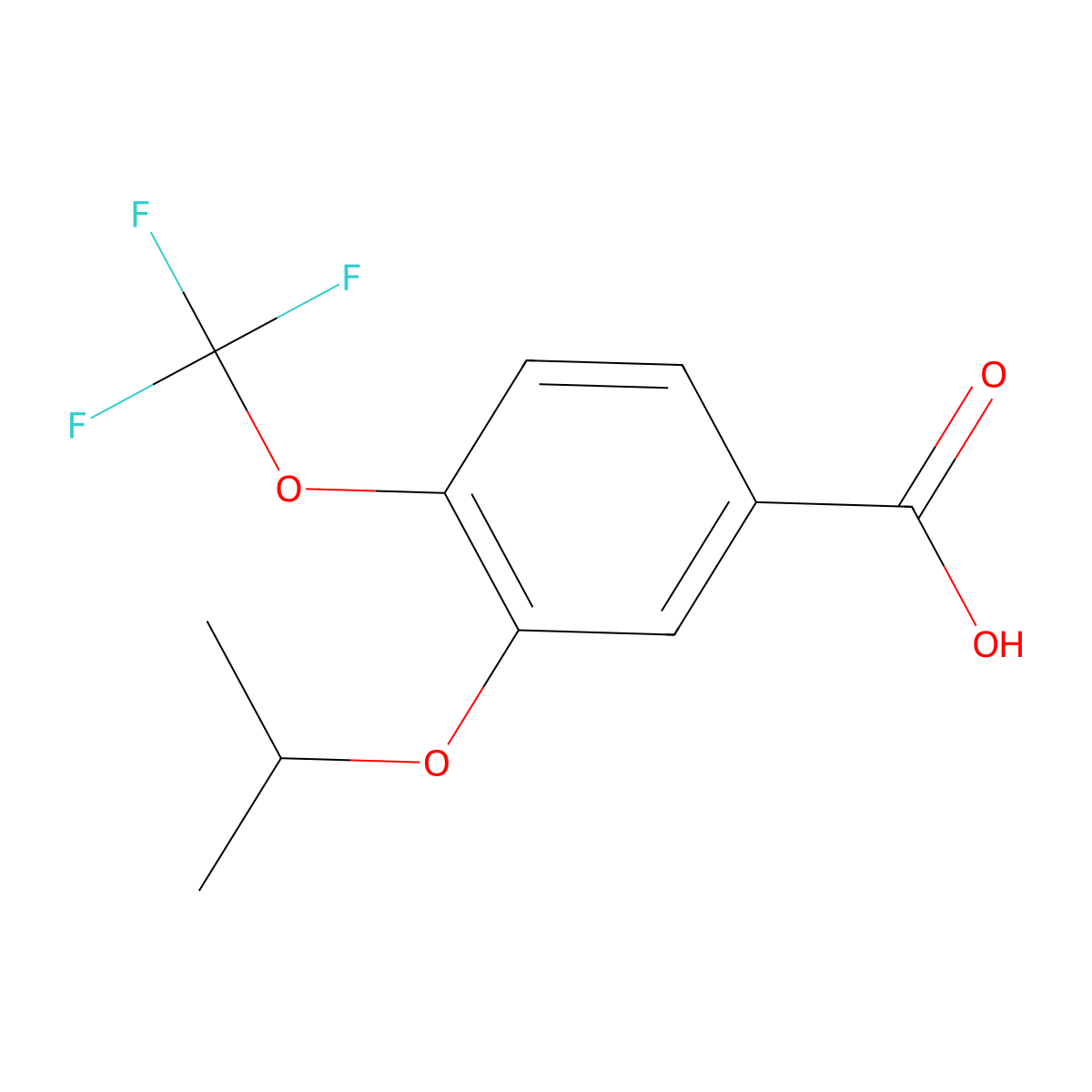 3-Isopropoxy-4-(trifluoromethoxy)benzoic acid molecular structure, CAS 2764733-46-0