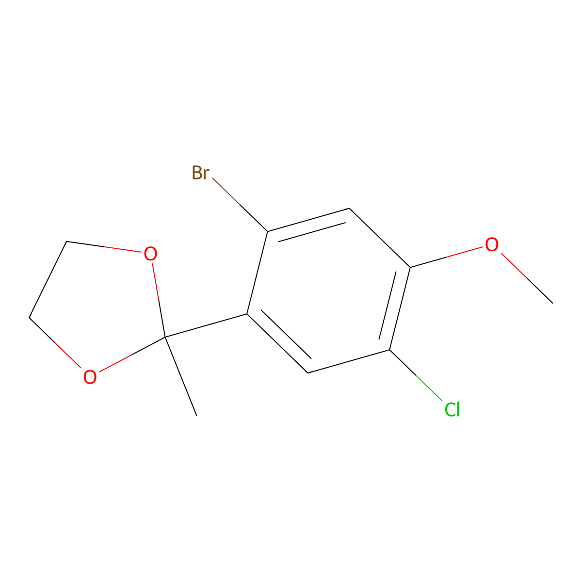 2-(2-Bromo-5-chloro-4-methoxyphenyl)-2-methyl-1,3-dioxolane molecular structure, CAS 2764733-49-3