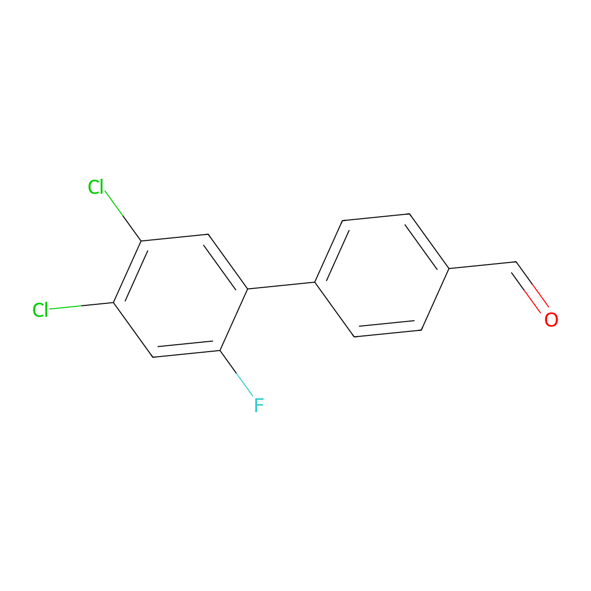 4',5'-Dichloro-2'-fluoro-[1,1'-biphenyl]-4-carbaldehyde molecular structure, CAS 2764733-53-9
