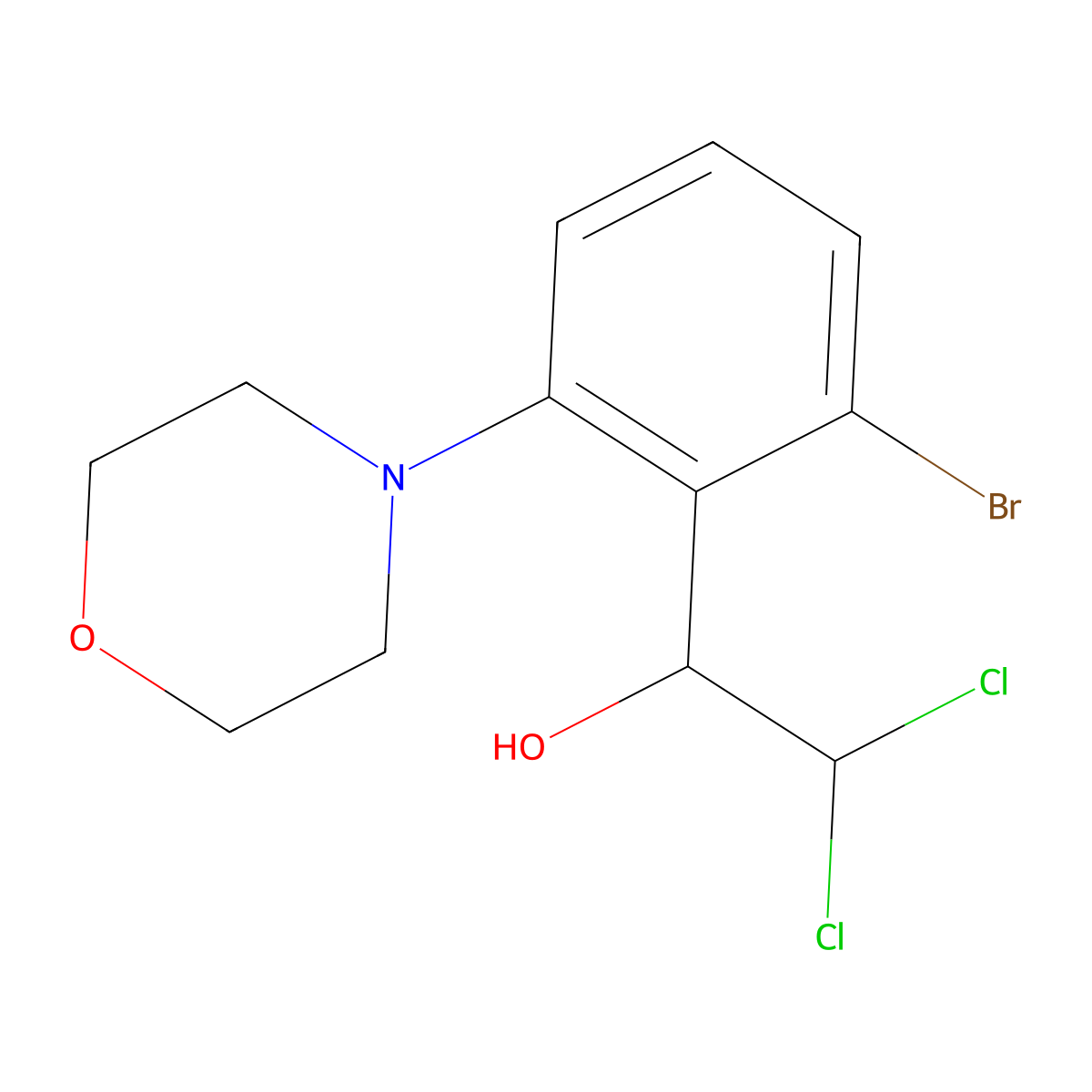1-(2-Bromo-6-morpholinophenyl)-2,2-dichloroethanol molecular structure, CAS 2764733-54-0