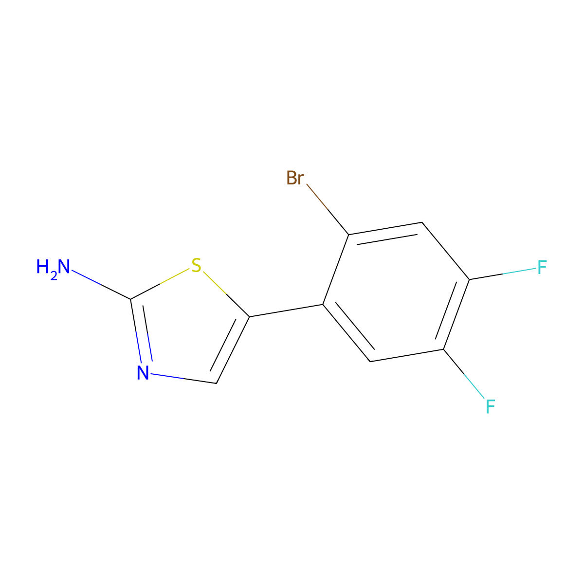 5-(2-Bromo-4,5-difluorophenyl)thiazol-2-amine molecular structure, CAS 2764733-59-5